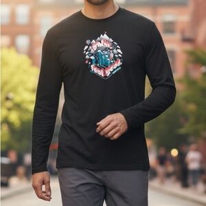 NWT SMARTWOOL Denver Go Far Feel Good Graphic Long Sleeve Tee in Black XS